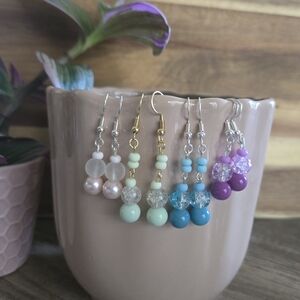 Elegant Multi-Color Beaded Earrings Set